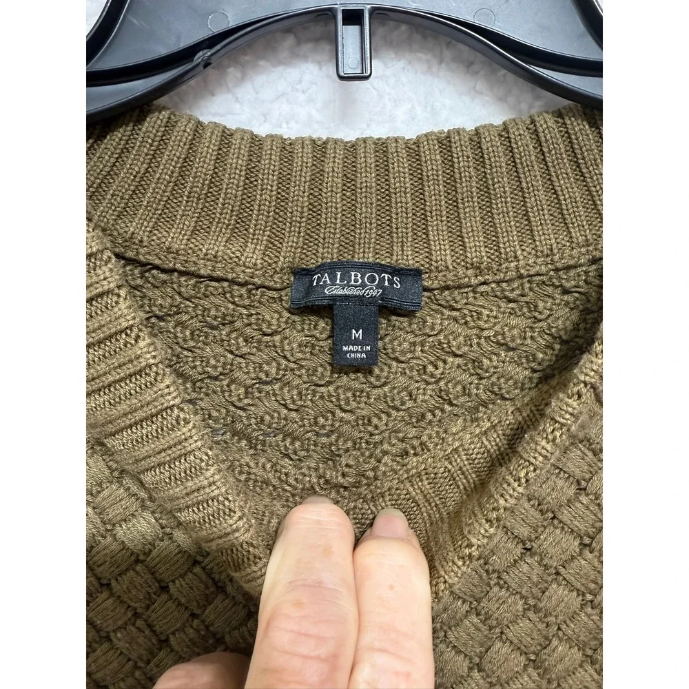 Talbots Classic Collection Women's Olive Green Textured Knit Sweater Medium - Picture 2 of 7